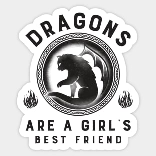 Dragons Are A Girl's Best Friend Dragon Cat Girl Woman Friendship Gift Sticker
